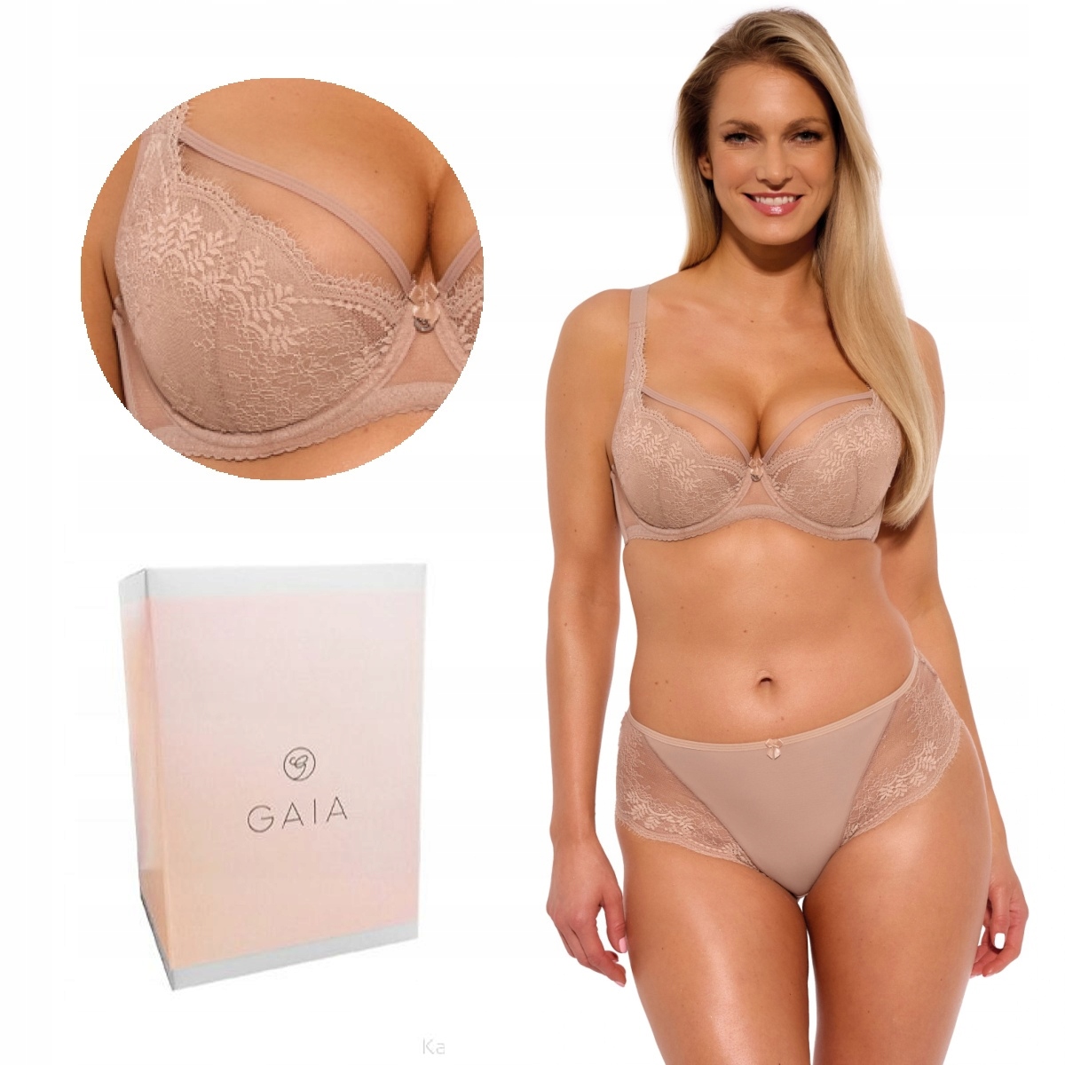 Podprsenka s krajkou Gaia Semi-Soft Elin 1263 polovyztužená mokka 65K