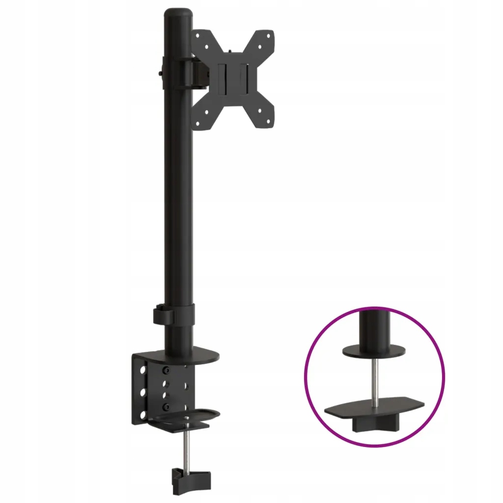 Nastavitelný stojan na monitor s organizérem kabelů, černý, ocel, Vesa 75x75/