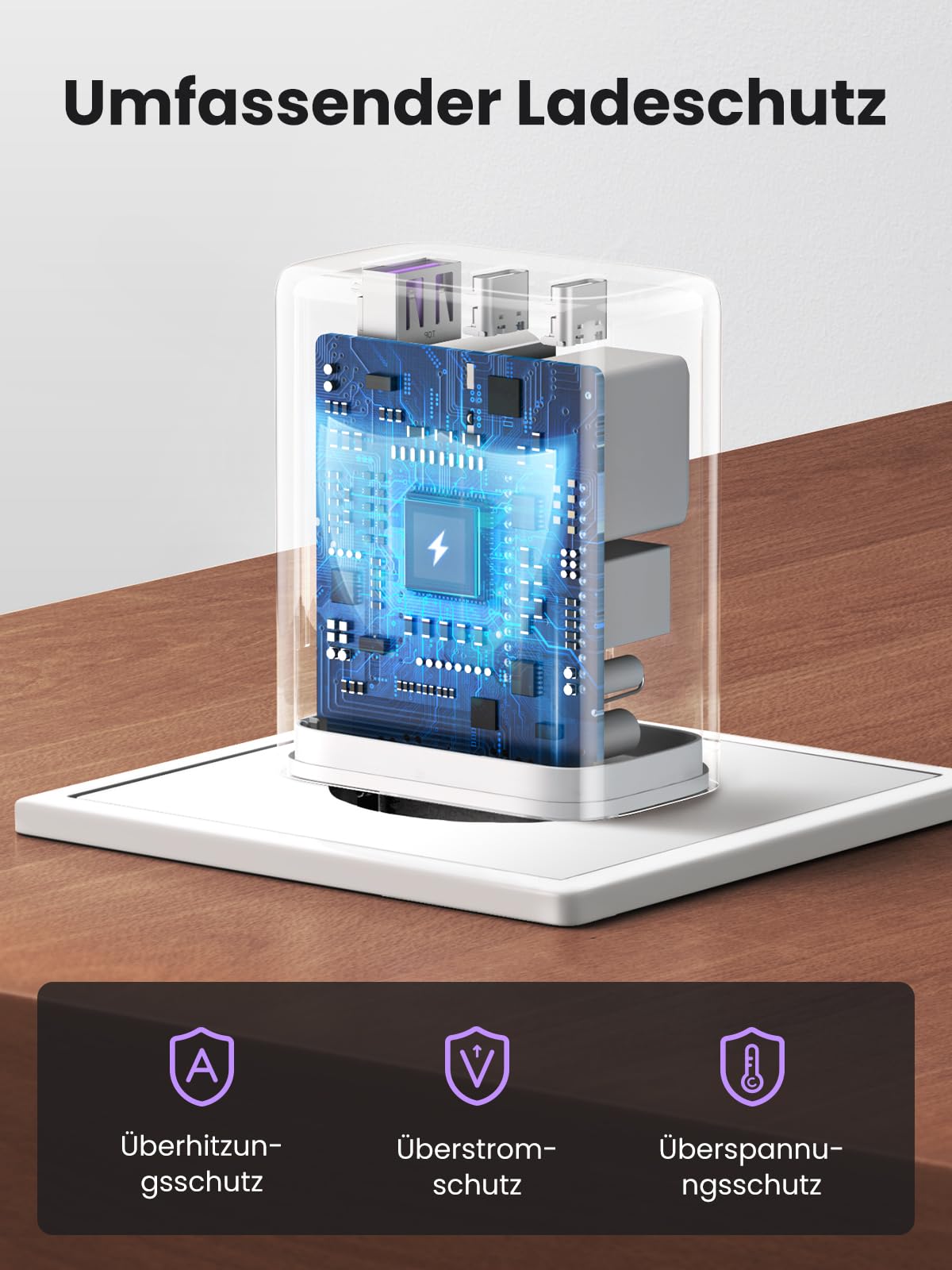 UGREEN Ładowarka USB C, 65 W, 3 porty USB-C, zasilacz PPS — miniatura 7