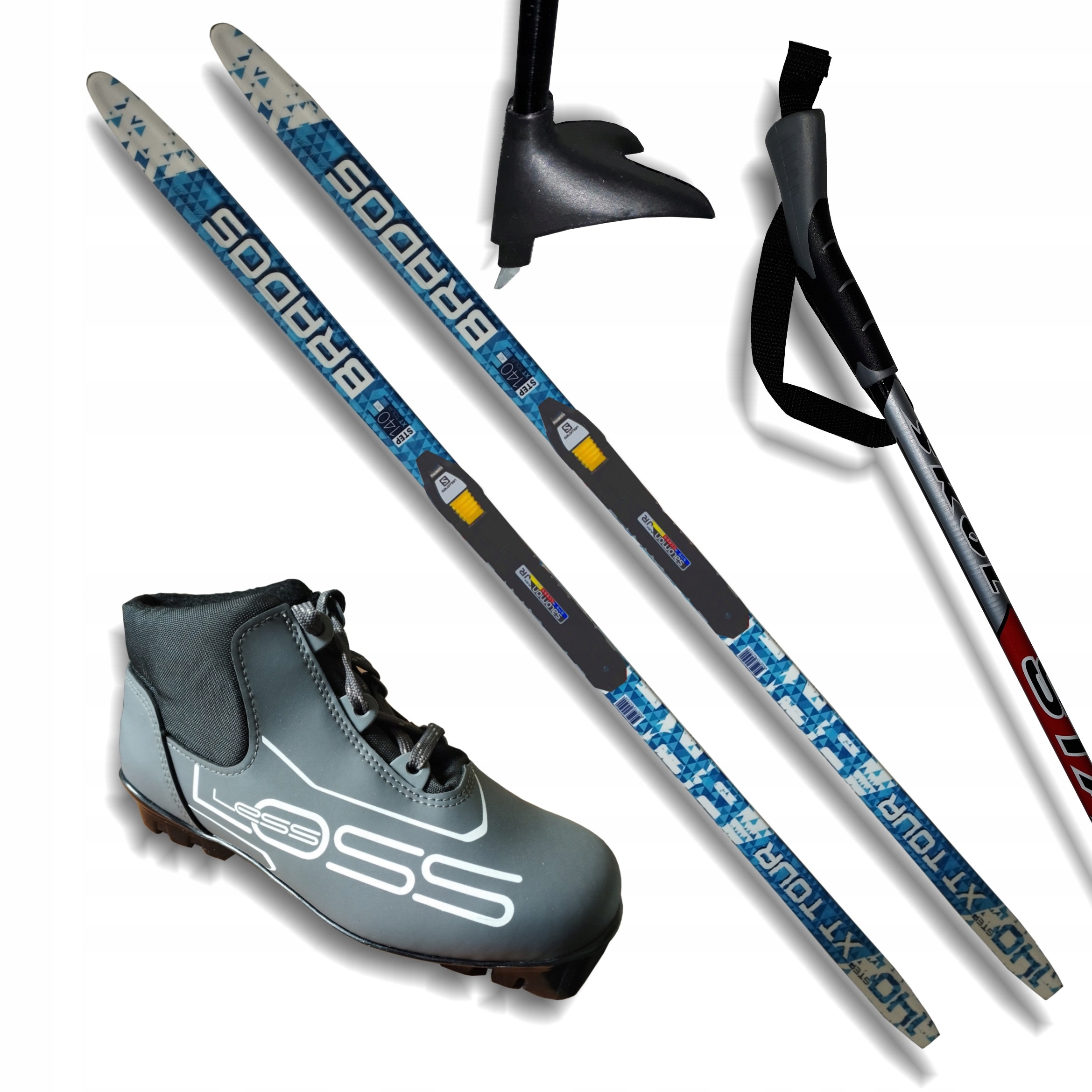 Nowy komplet juniorski: narty biegowe, buty, kije
