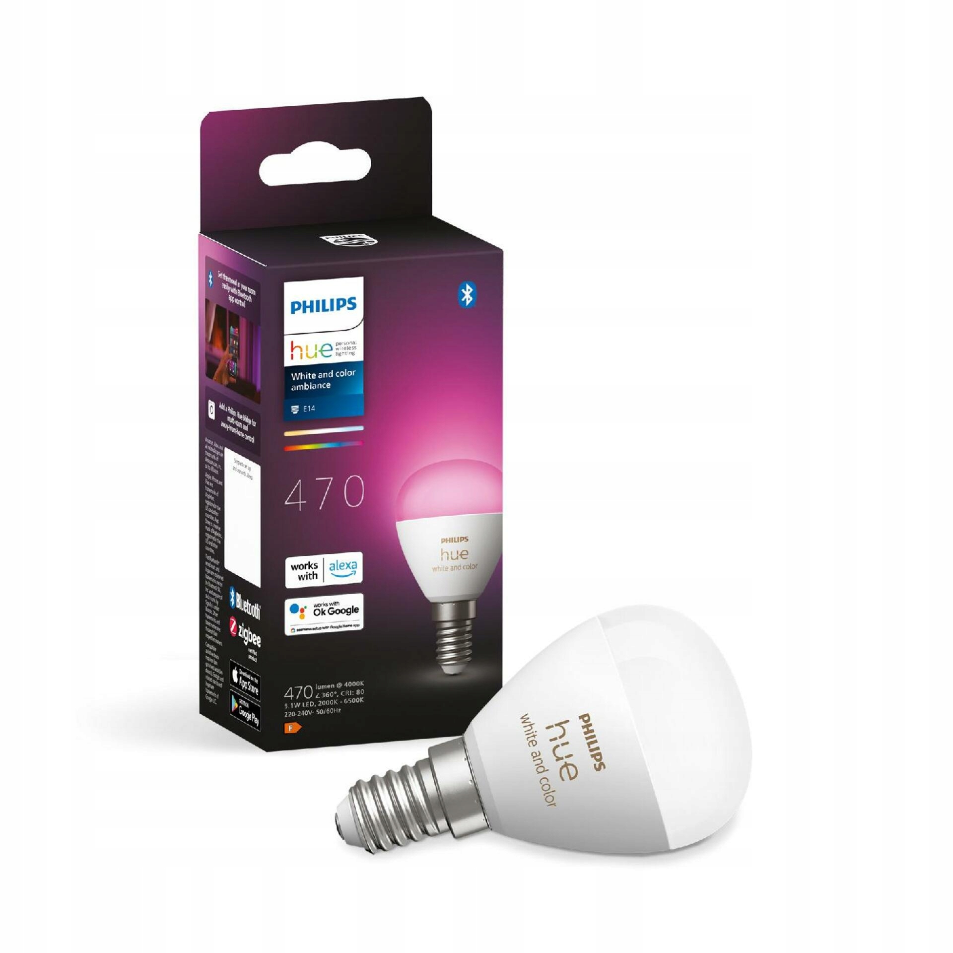Philips Hue Waca Led žiarovka E14 5,1 W Rgb 470lm, stmievateľná, múdra