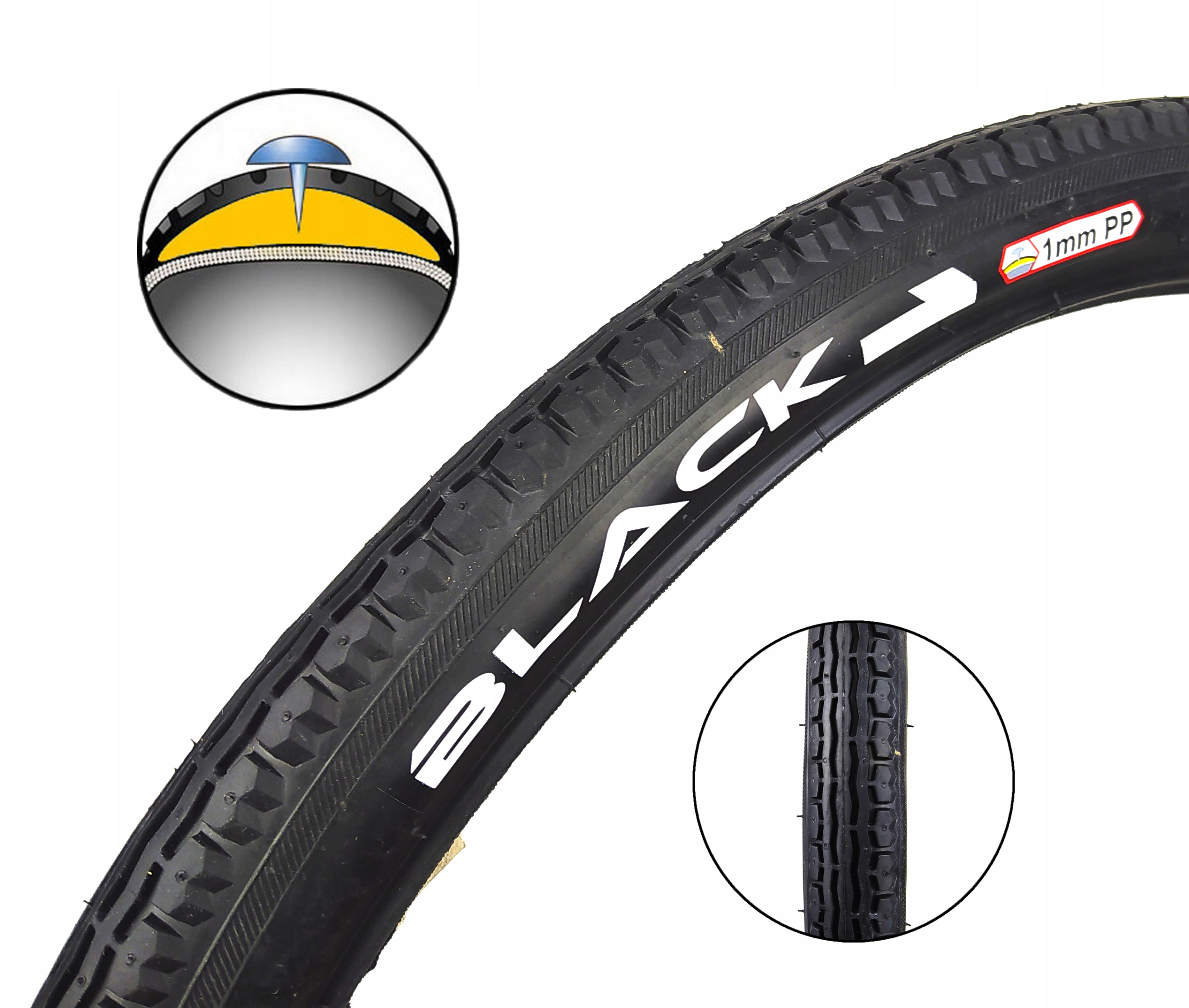 

Opona BLACK1 28x1,75 Antyprzebiciowa 1mm O258