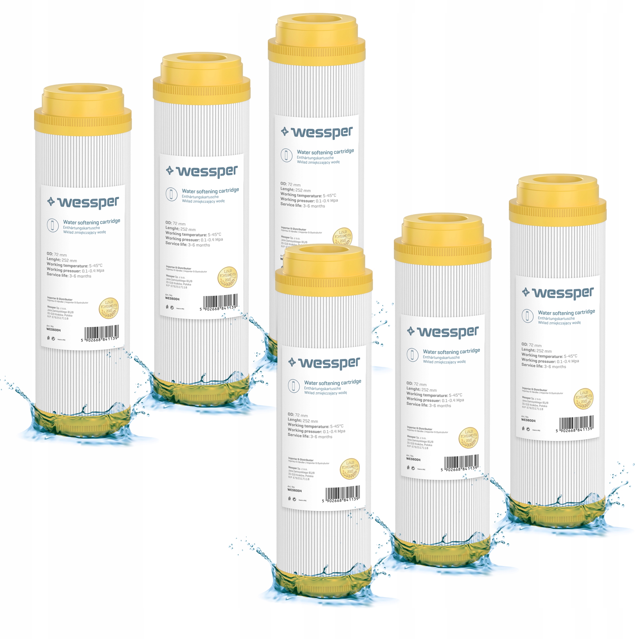 Vodní filtr vložka změkčuje předfiltraci vody 10" 6 ks