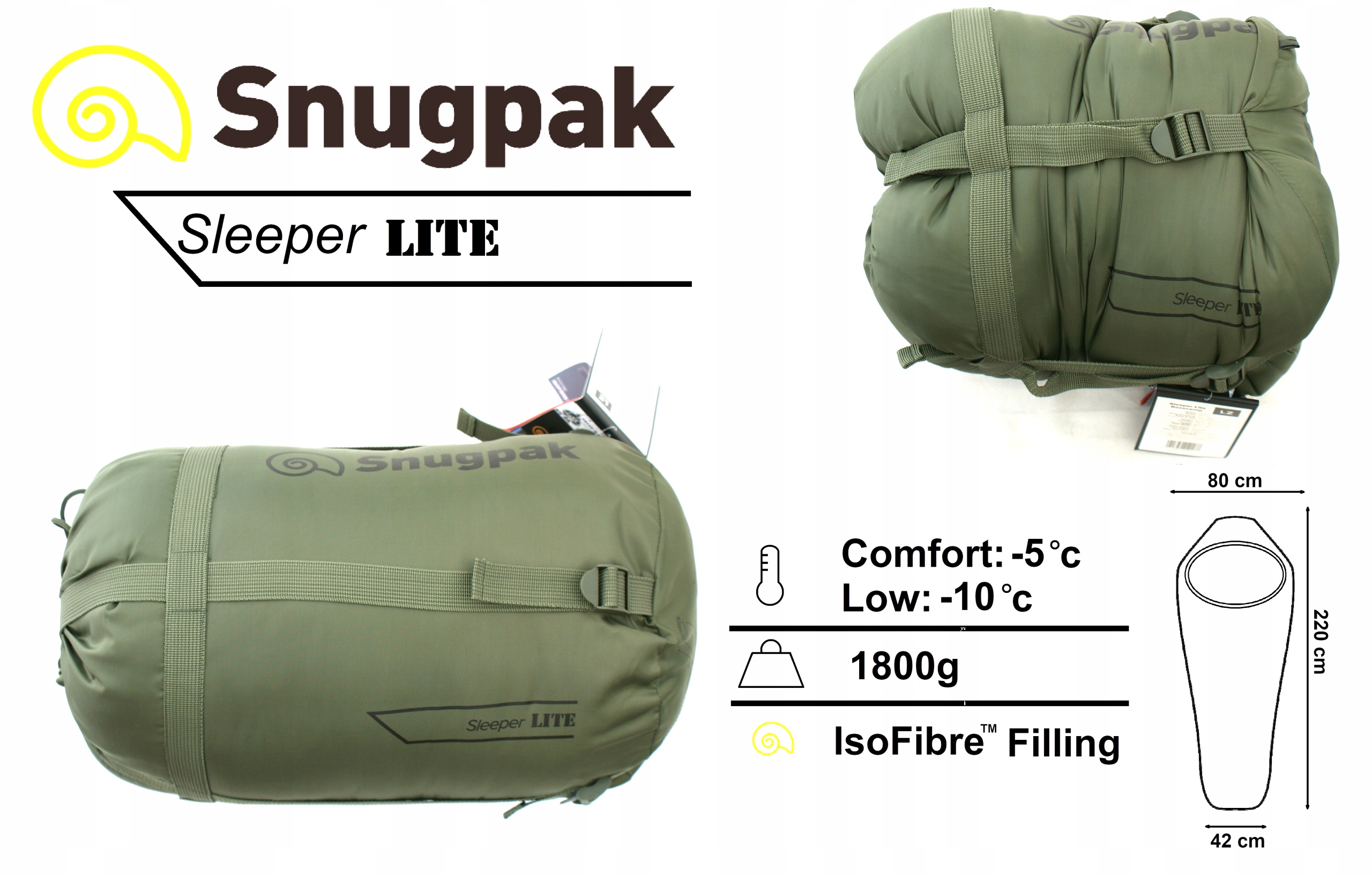Śpiwór SNUGPAK Sleeper Lite OLIVE ciepły -10