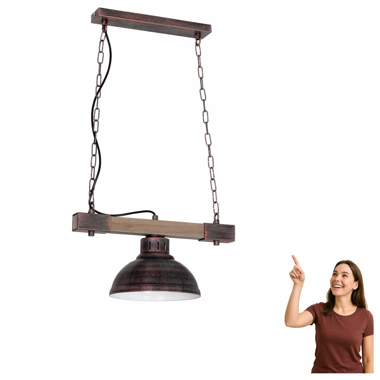 Závesná lampa na drevenom nosníku Hakon 9056 Luminex