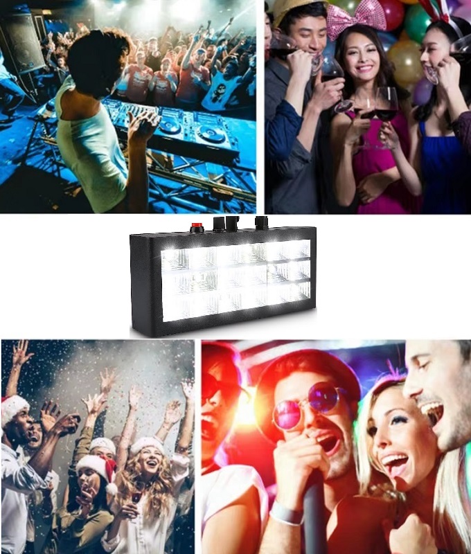 KOLOROFON STROBOSKOP BIAŁE ŚWIATŁO REFLEKTOR DYKOTEKOWY 18LED CZUJNIK DŹW. Marka Inna