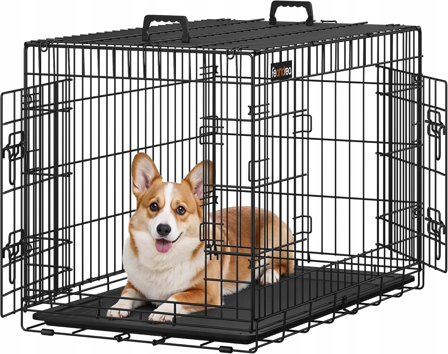 Levně Klec pro psa Feandrea M/L skládací kovová 57,5x92,5x64 cm přepravka