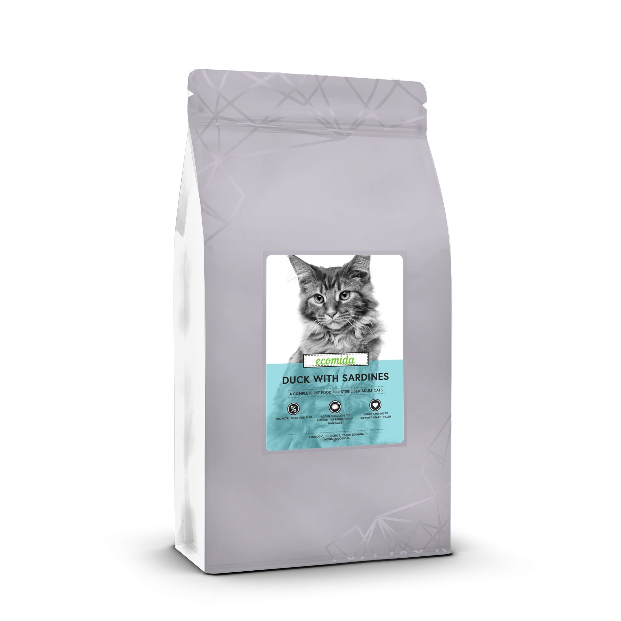 Levně Ecomida Connoisseur Kachna Sardinky 1,5 kg suché krmivo bez obilovin pro kočky