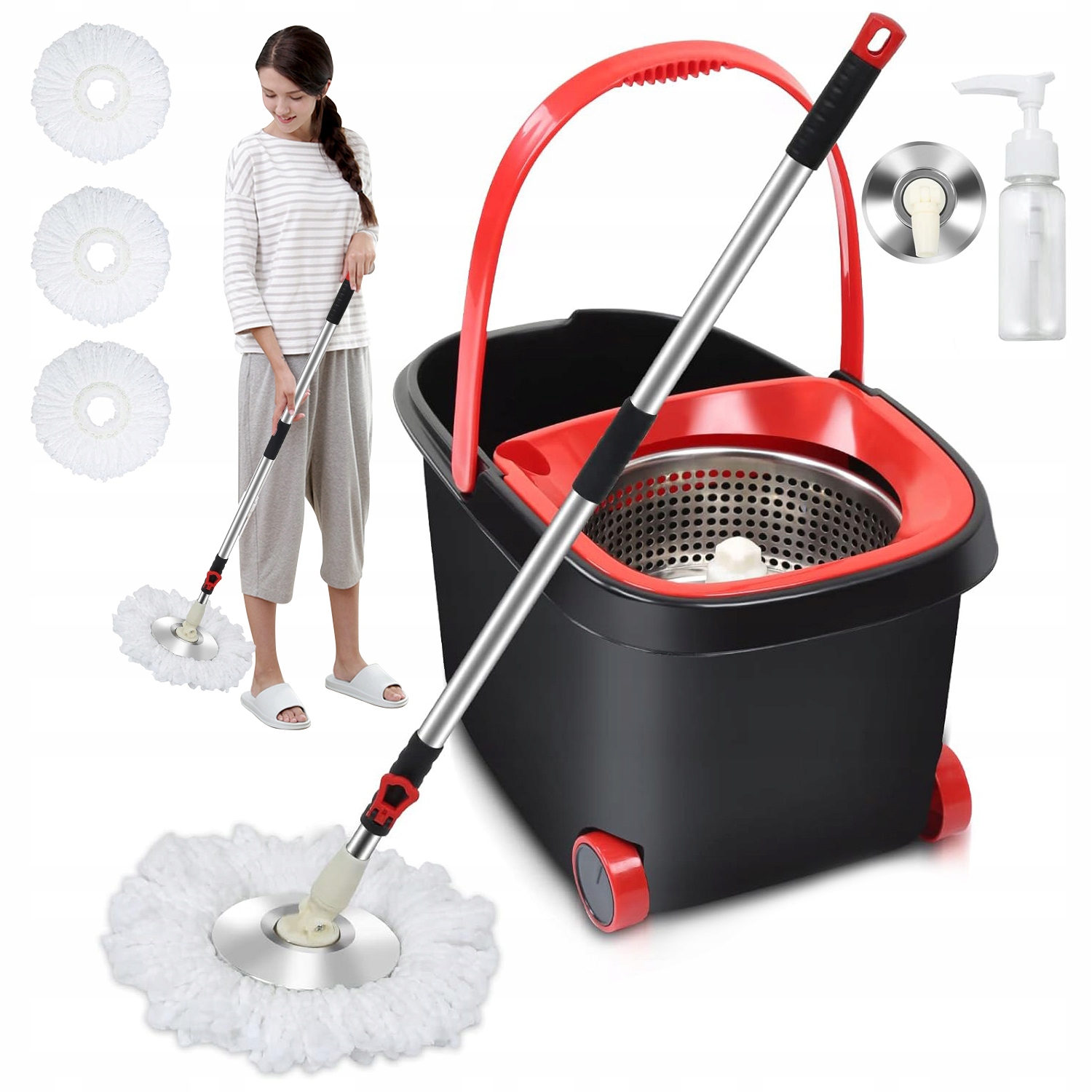 Levně Rotační Mop S Superabsorpčním Kbelíkem A Odstraňovačem Skvrn