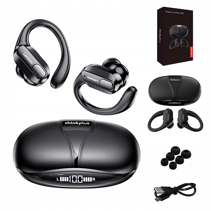 SŁUCHAWKI BEZPRZEWODOWE LENOVO XT80 WODOODPORNE IPX7 GAMINGOWE SPORTOWE BT Stan opakowania oryginalne