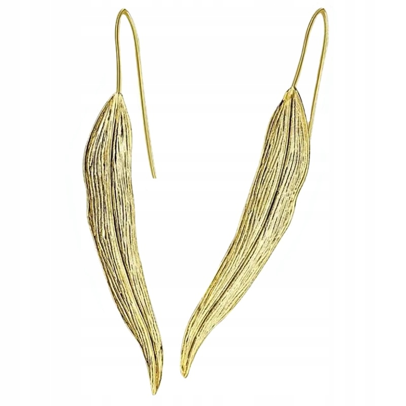 Náušnice Zlaté Náušnice Závěsné Podzimní List Stříbro 925 Móda Trusky