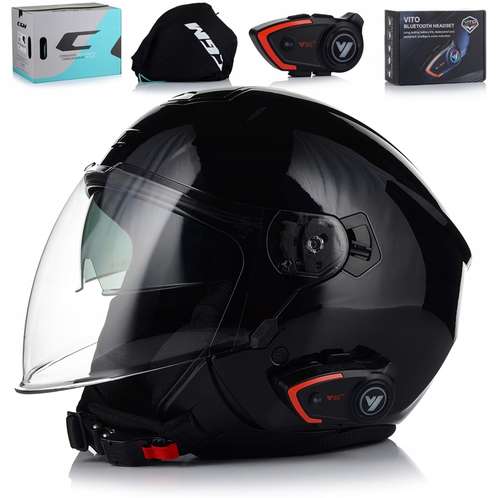 Motocyklová Prilba Cgm 126A Otvorený Skúter Chopper Clona Interkom