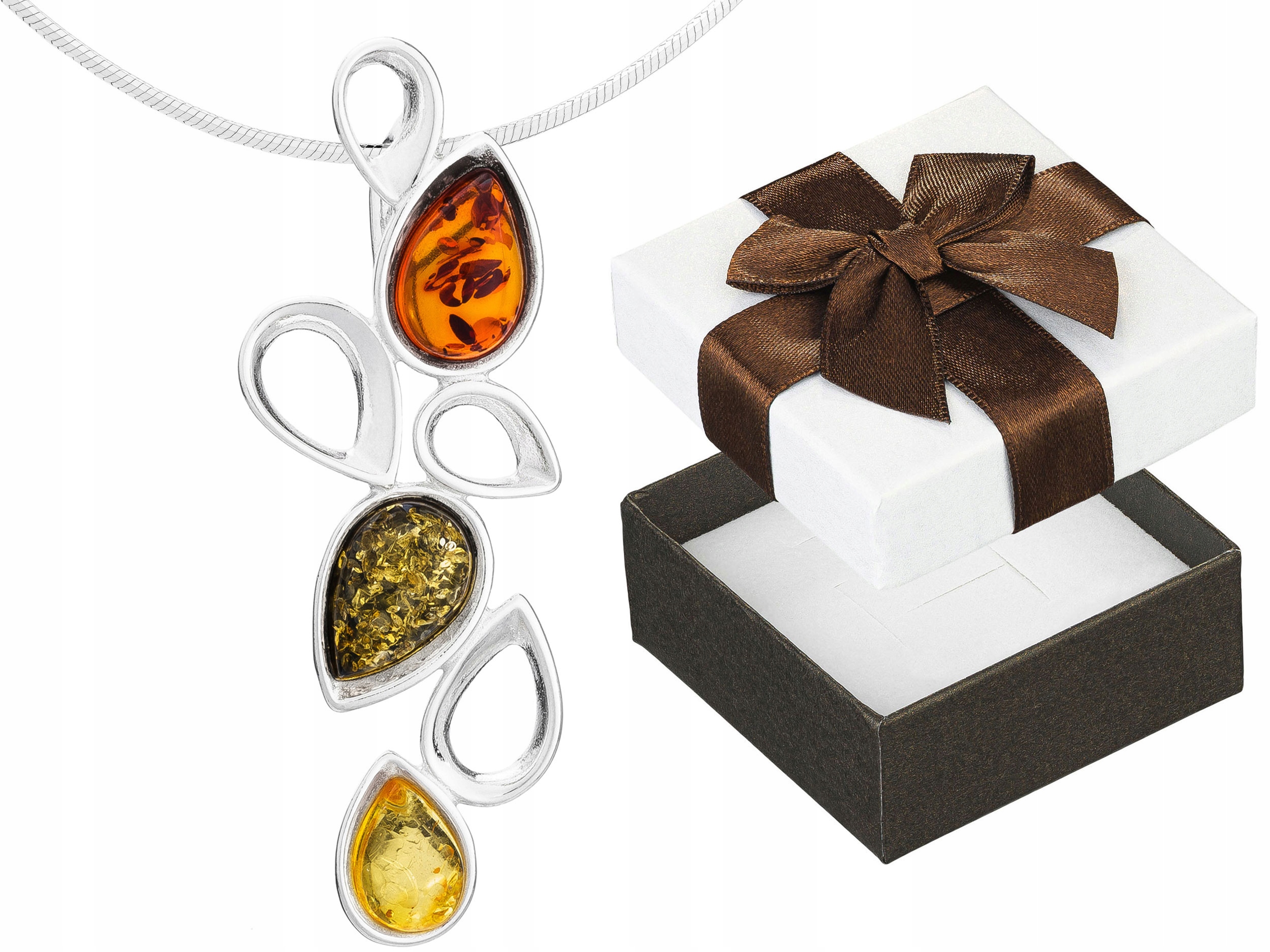 Krátký stříbrný velký dámský barevný náhrdelník s lžičkou a jantarem Choker 32