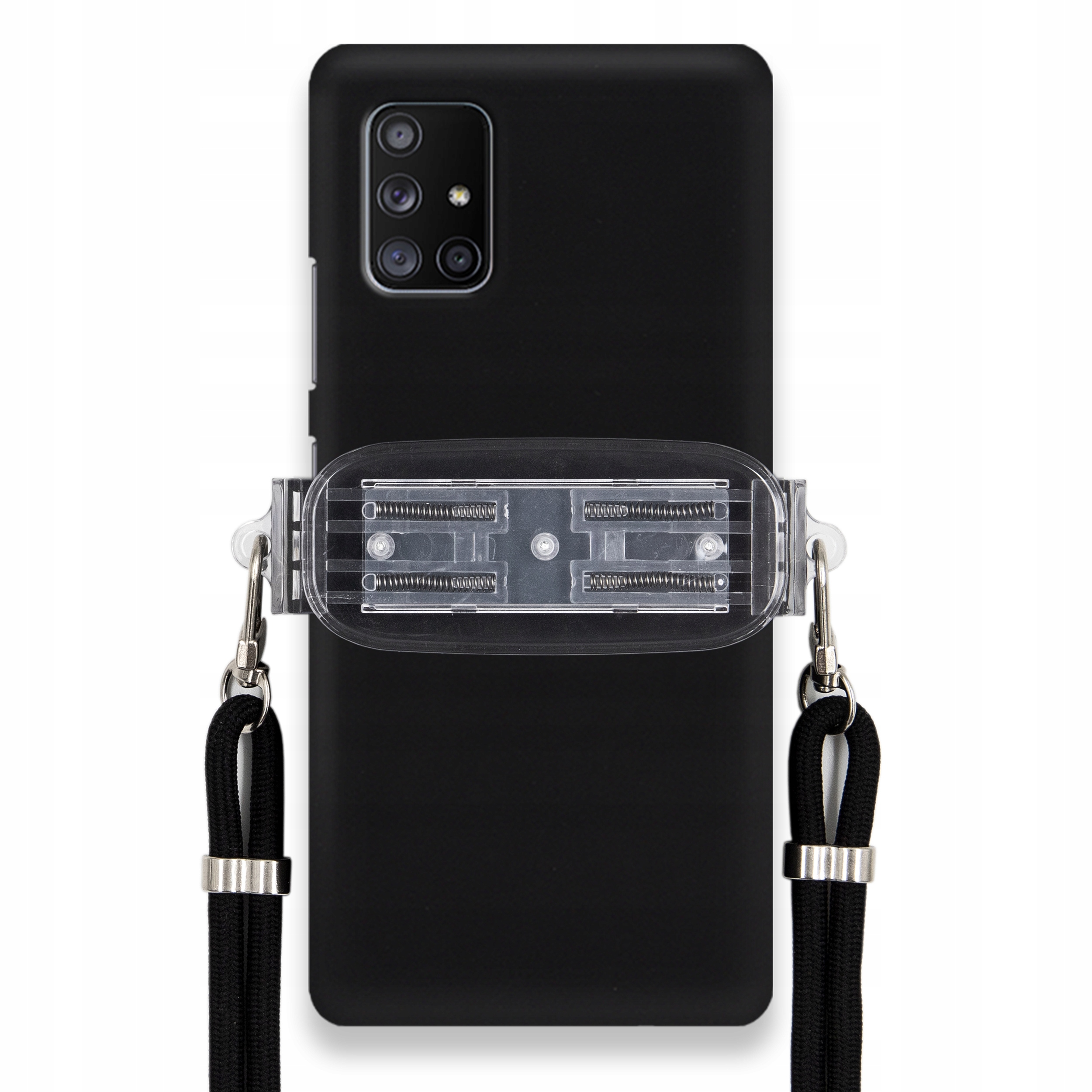 Pouzdro Pro Samsung A71 5G Smooth Černé Pouzdro Univerzální Držák Černá Šňůra