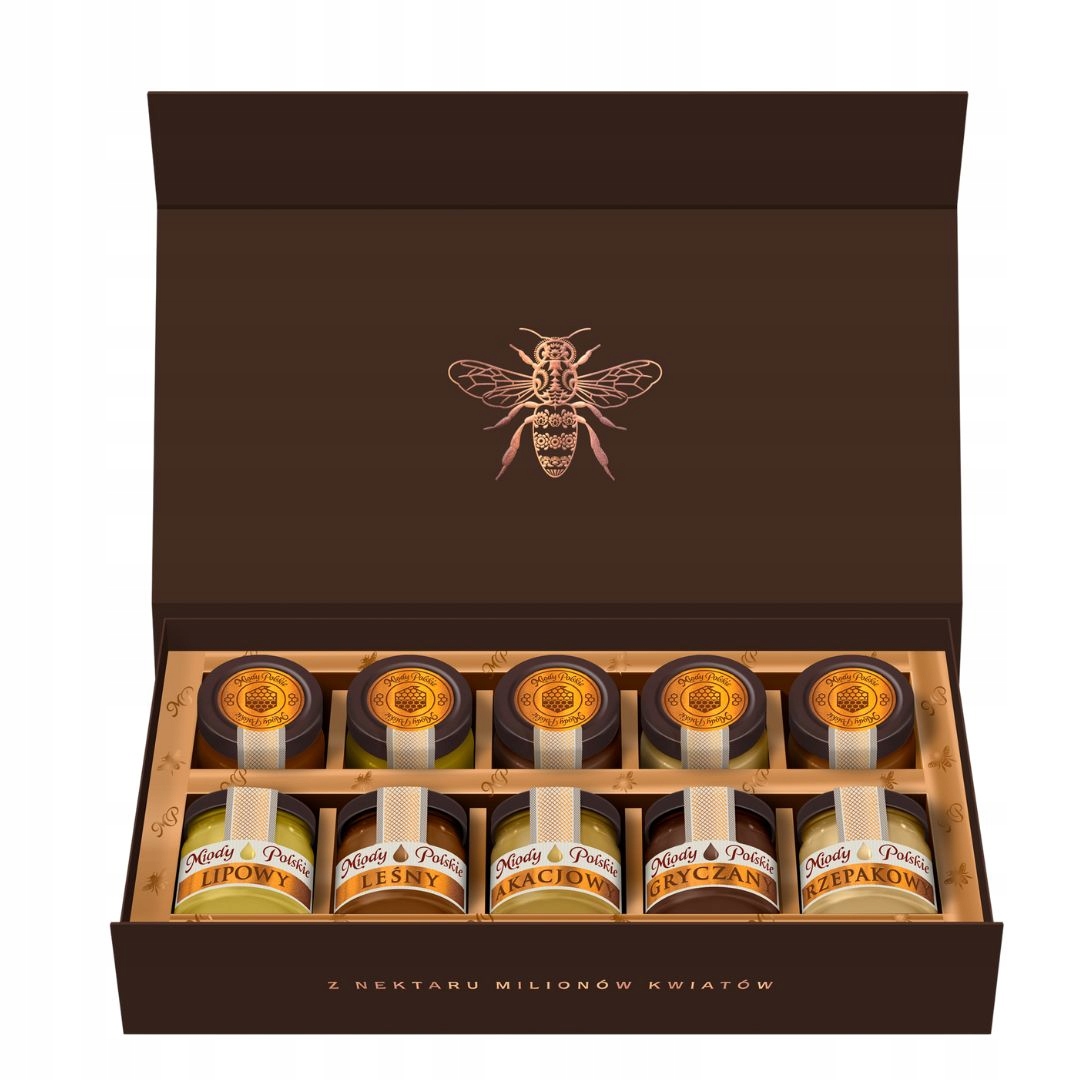 Miody Polskie zestaw prezentowy 10 miodów naturalnych na urodziny
