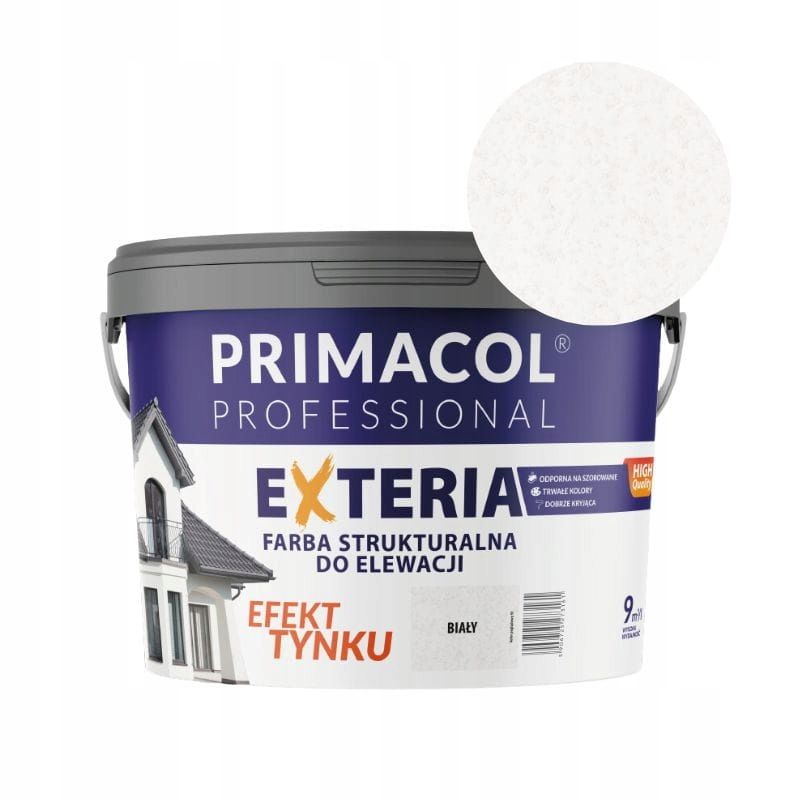 Primacol Farba Elewacyjna Exteria 9l Biały farba Strukturalna zewnętrzna