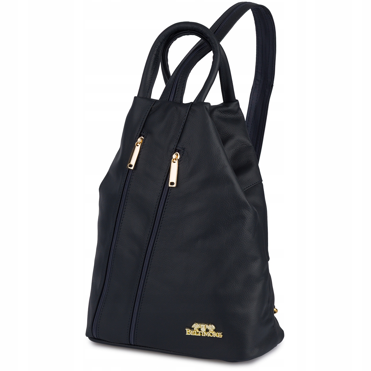 Batoh kožený dámský ikonický trojúhelníkový na rameno kabelka námořnická modrá Beltimore