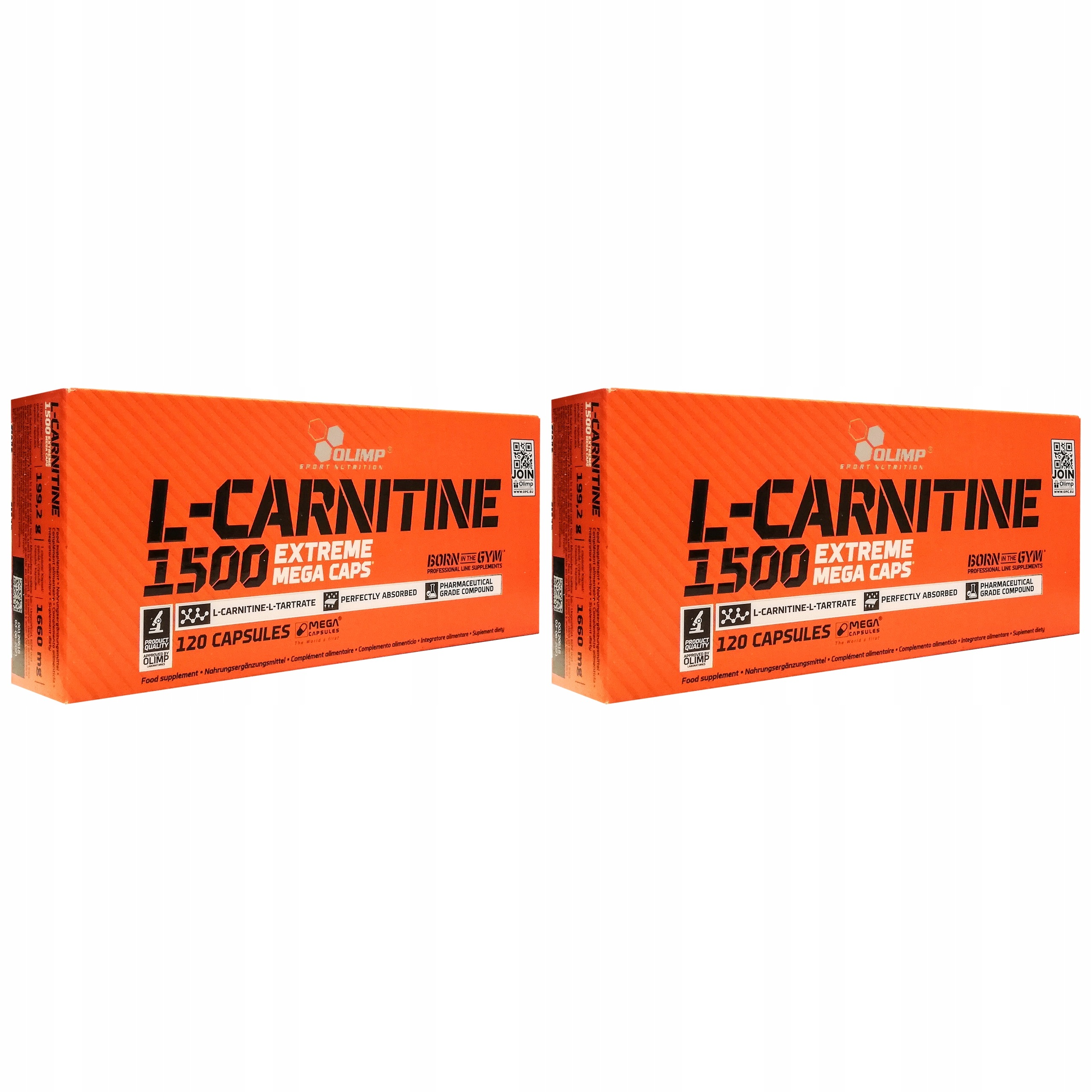 2x L-Carnitine 1500 mg Vinný spalování tuků 120 kapslí Olimp