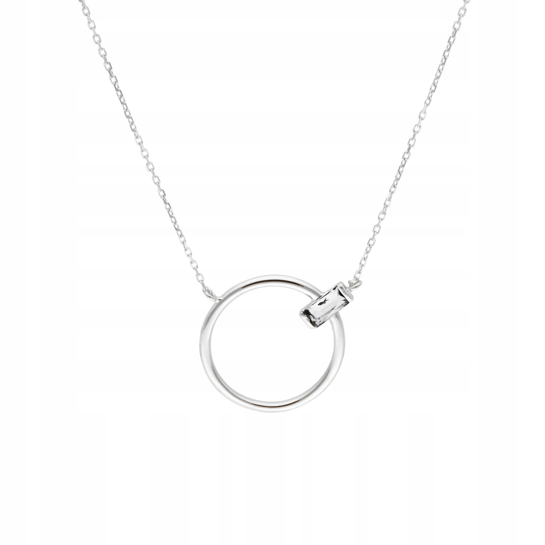Náhrdelník kruh se zirkonem stříbro rhodiovaný