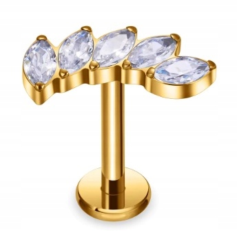 Tytanowy Kolczyk Labret PIERCING z Cyrkoniami HELIX Lobe 1,2/8