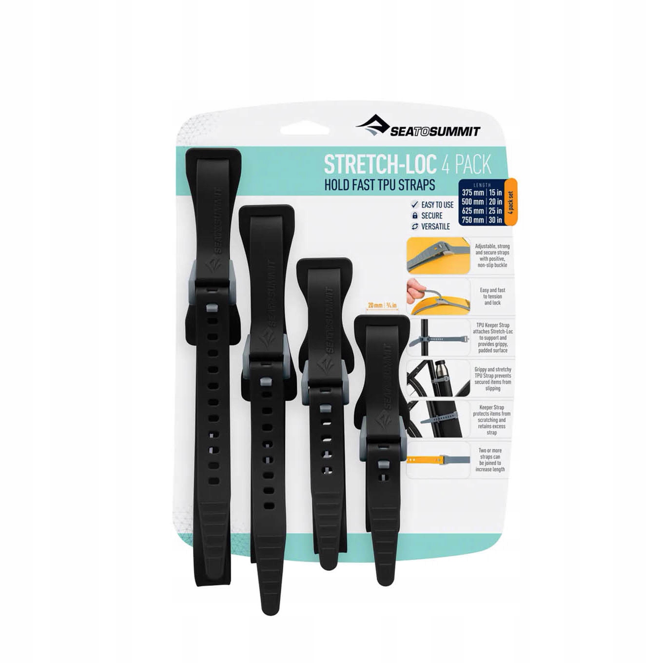 Zestaw pasków Sea To Summit Stretch-Loc Set All Sizes 20 mm 4 Pack black