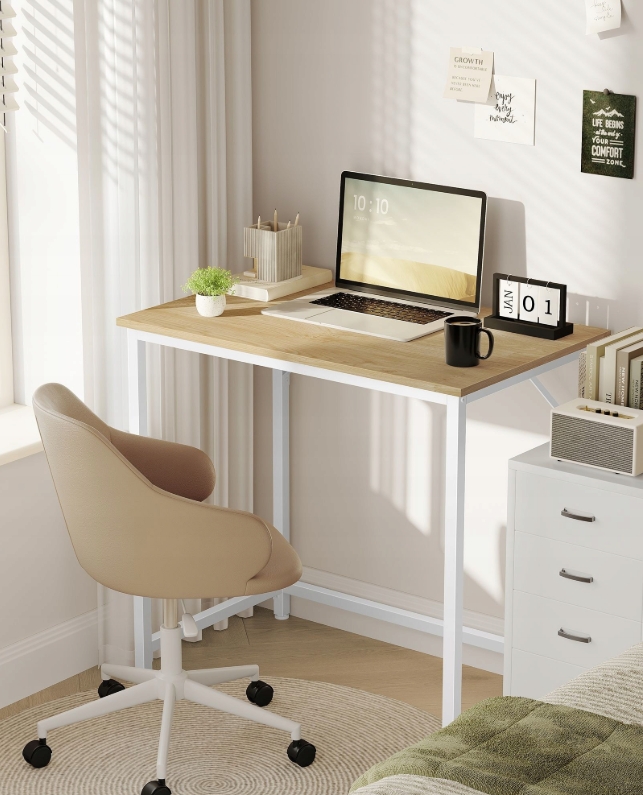 Vasagle Stôl počítačový 80x50x76 cm prírodný dub perleťovo biely