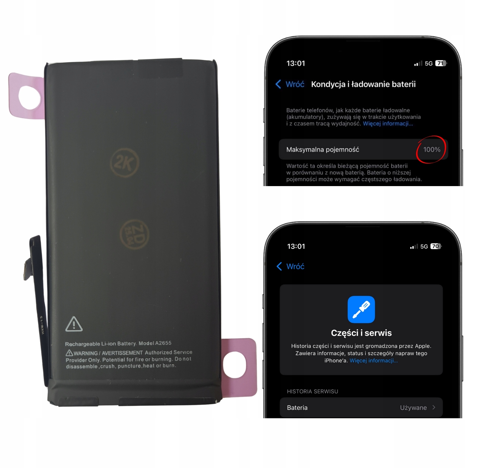 Bateria do appe iphone 13 bez komunikatu, z kondycją, większa pojemność