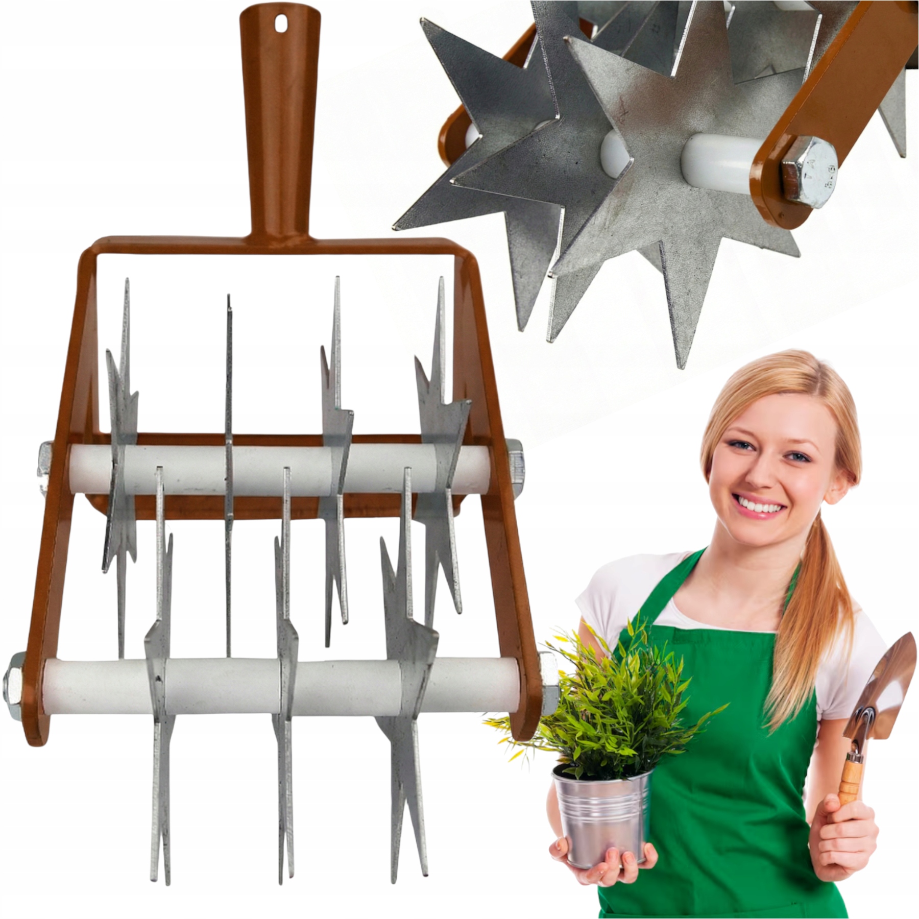 Ruční Vertikutátor S Přídavným Ostřím 7-Ostří 30 cm Dlouhý 2v1