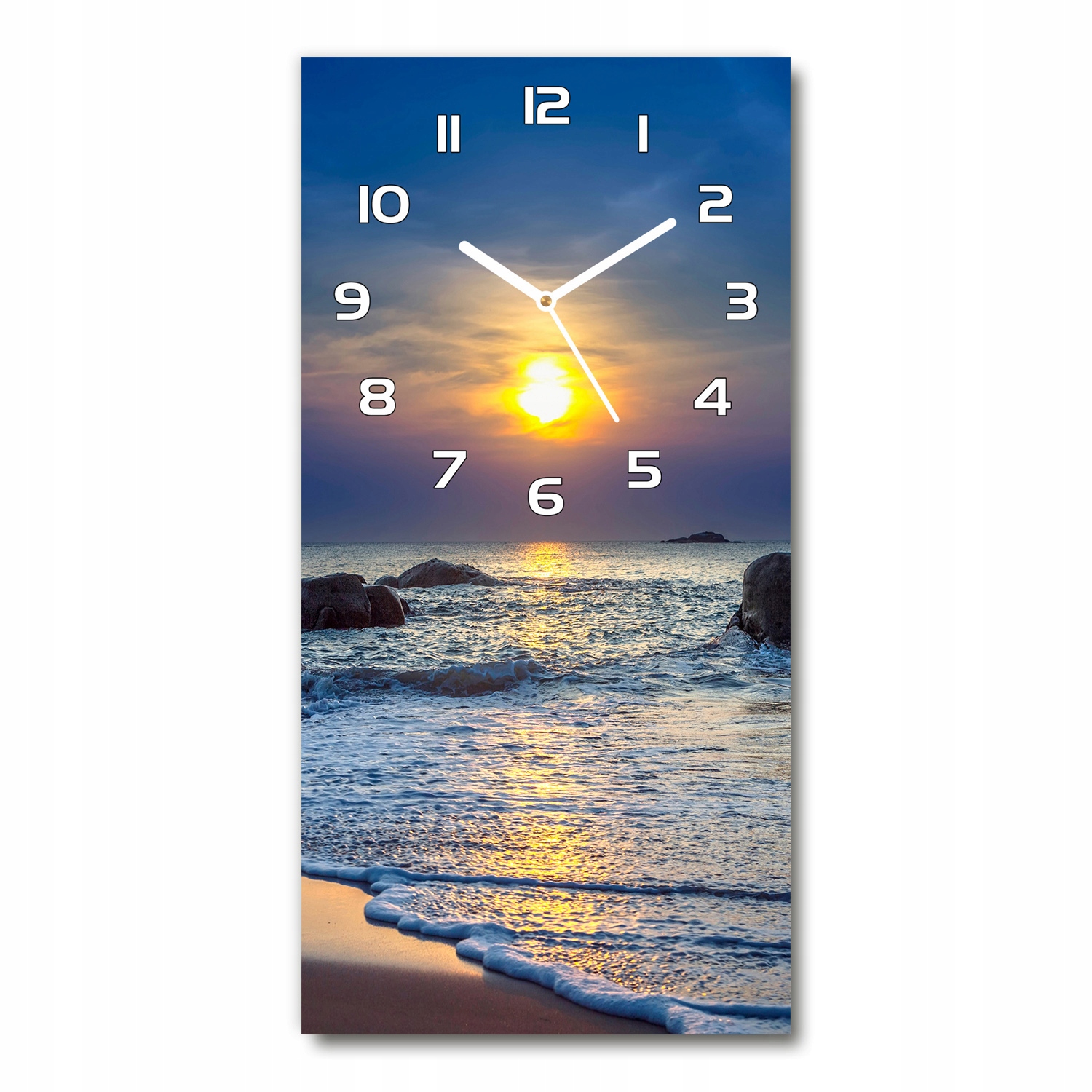

Zegar ze szkła na ścianę Zachód słońca plaża 30x60