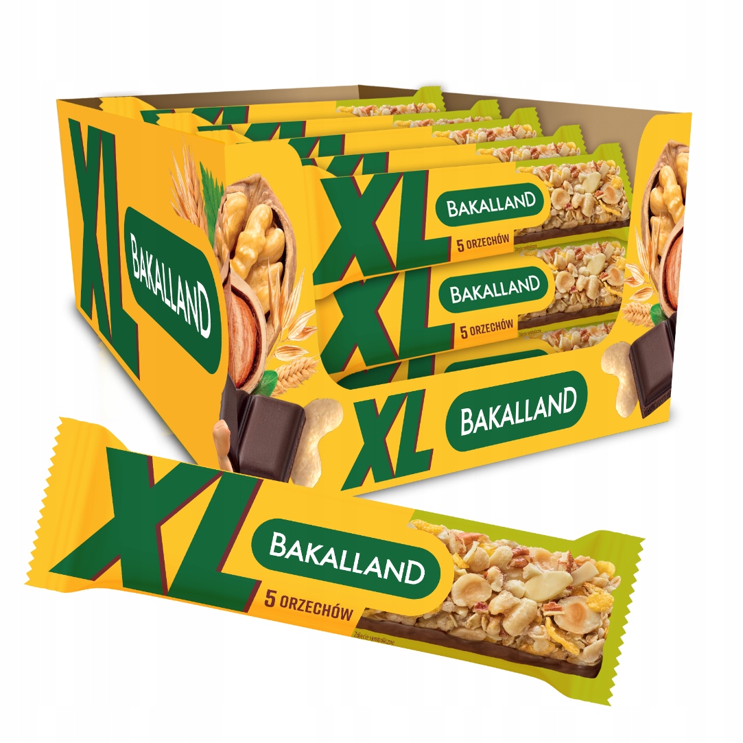Bakalland Tyčinka Musli 5 ořechů XXL 25 x 55 g snídaňový ořechový set