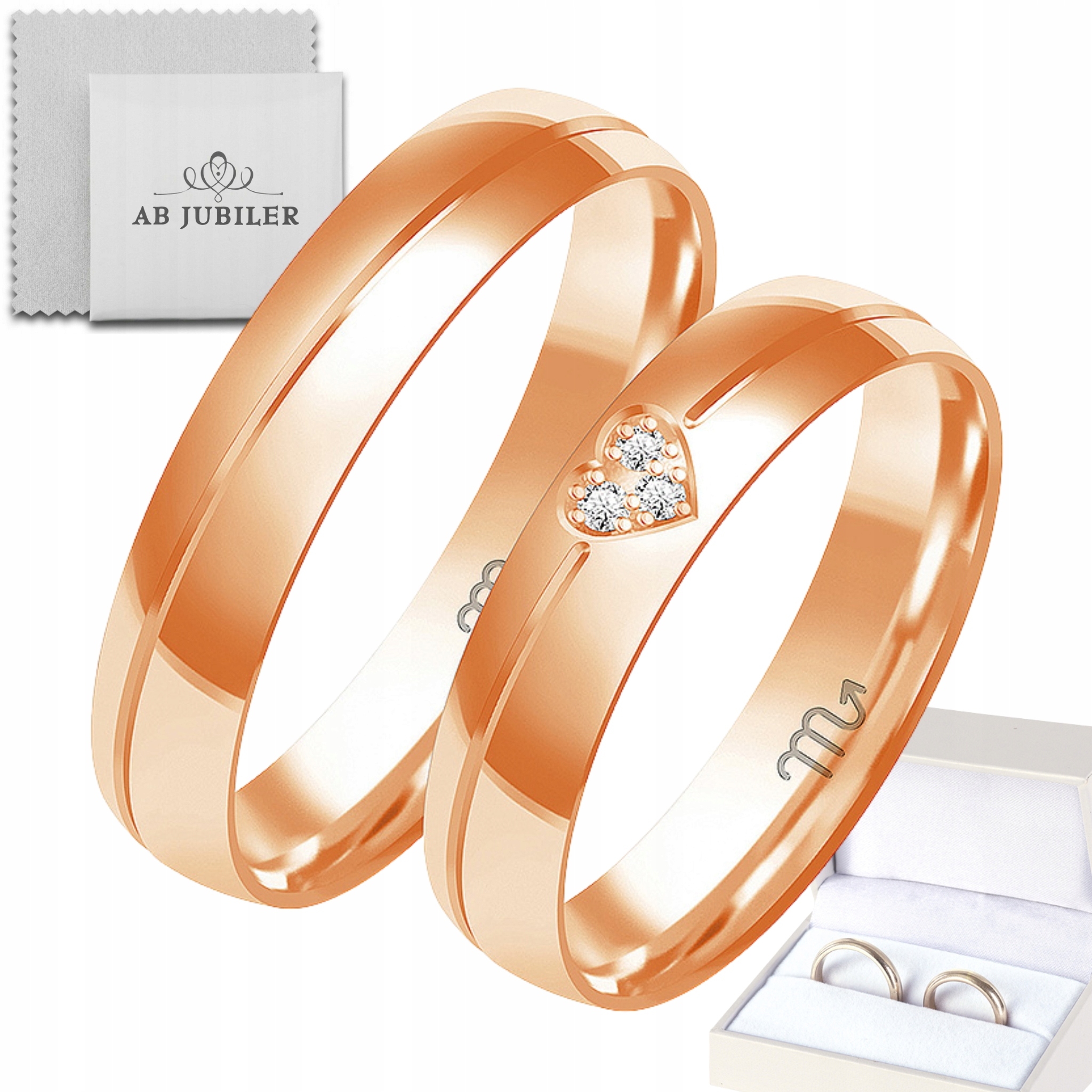 Snubní prsteny 585 Srdce s zirkony Exkluzivní Model Premium Růžové zlato