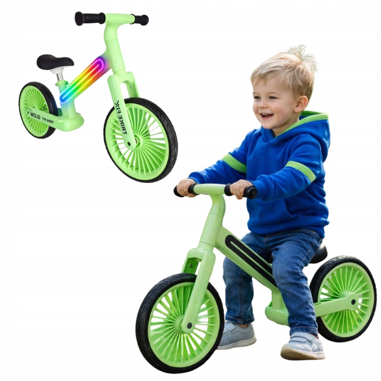 Rowerek Biegowy Led Zielony Neon Dla Dzieci 2+ Lekki Eva Nowy Model