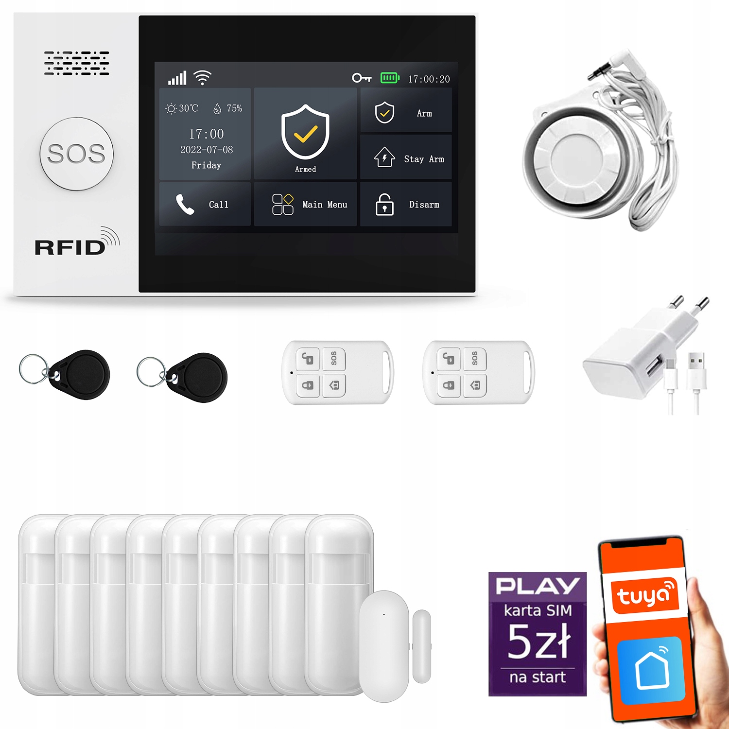 Bezdrôtový alarm Gsm WiFi s aplikáciou Tuya, sada Huxgo HXA007