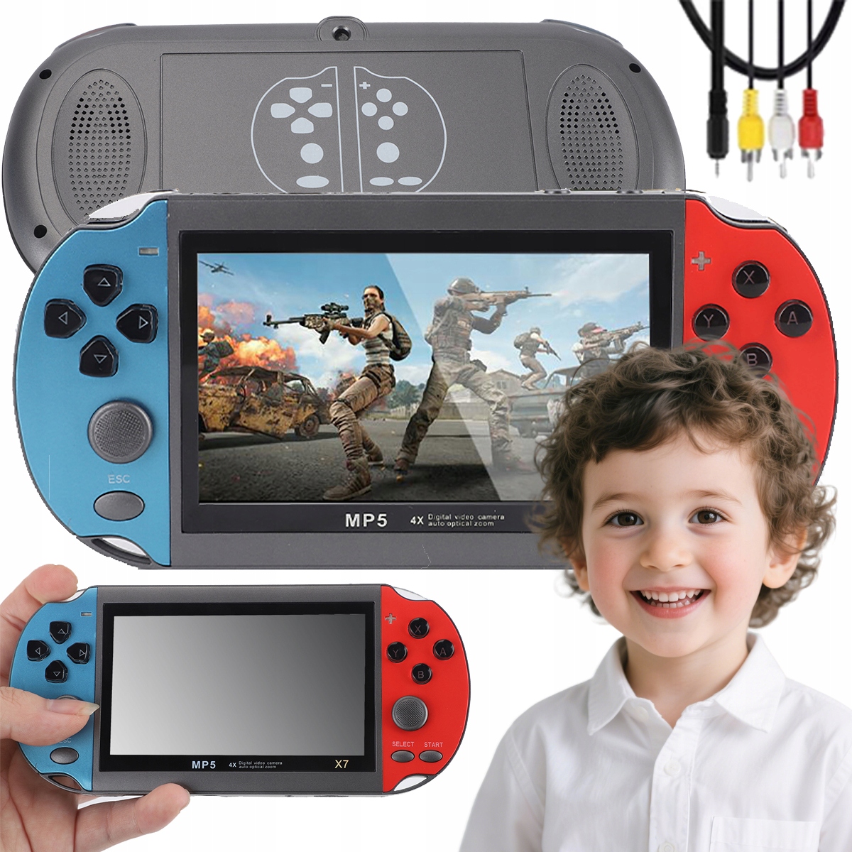 Konsola Przenośna X7 Do 1000+ Gier Retro Mini 8GB Gra Tv 4,3" Pl Menu