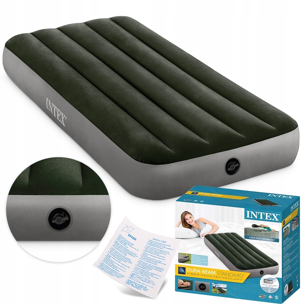 MATERAC DMUCHANY WELUROWY Intex 1-os 64106 łóżko