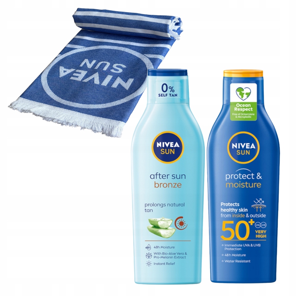 Nivea Sun Balsam po opalaniu balsam przeciwsłoneczny ręcznik plażowy