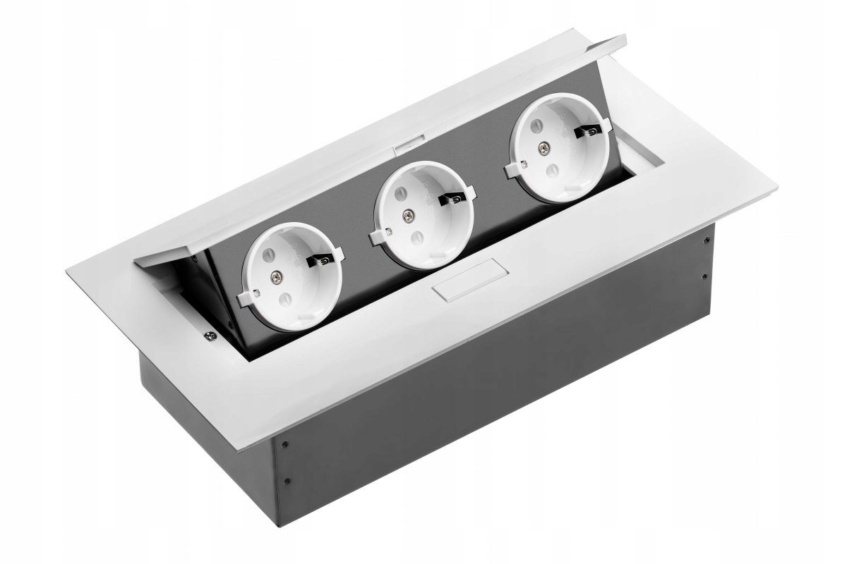 Prodlužovací kabel, zapuštěná stolní zásuvka 3x230V, bez kabelu, bílý