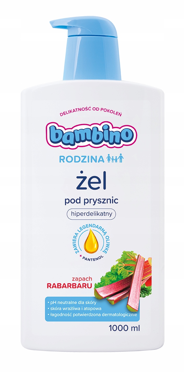 Żel pod prysznic BAMBINO RODZINA Rabarbar 1000 ml + Szampon Witaminowy Marka Bambino