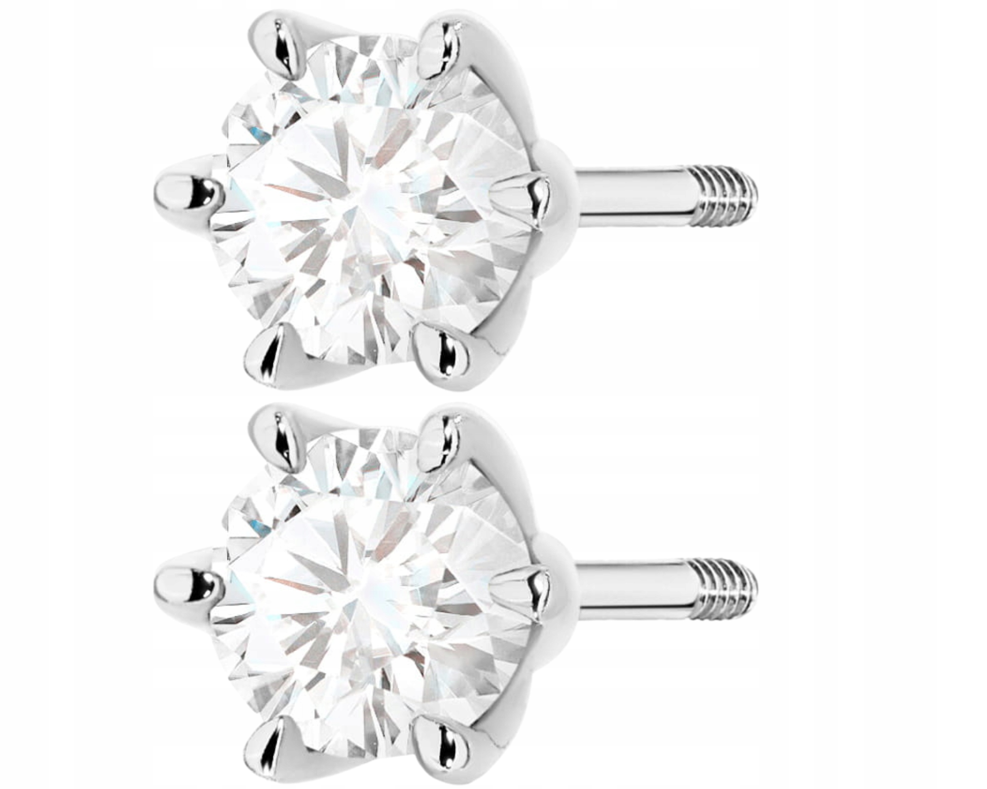 Náušnice Z Bílého Zlata 585, Brilianty, Laboratoriálské Diamanty, Šroubovací Pízedek, Dárek