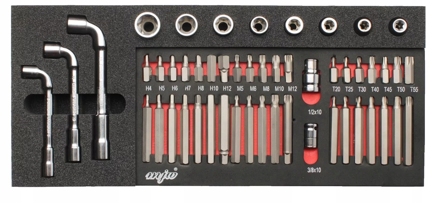 Vložka do krabice nástavce 1/2" E, Bity, dýmkové klíče 51 ks Mjw