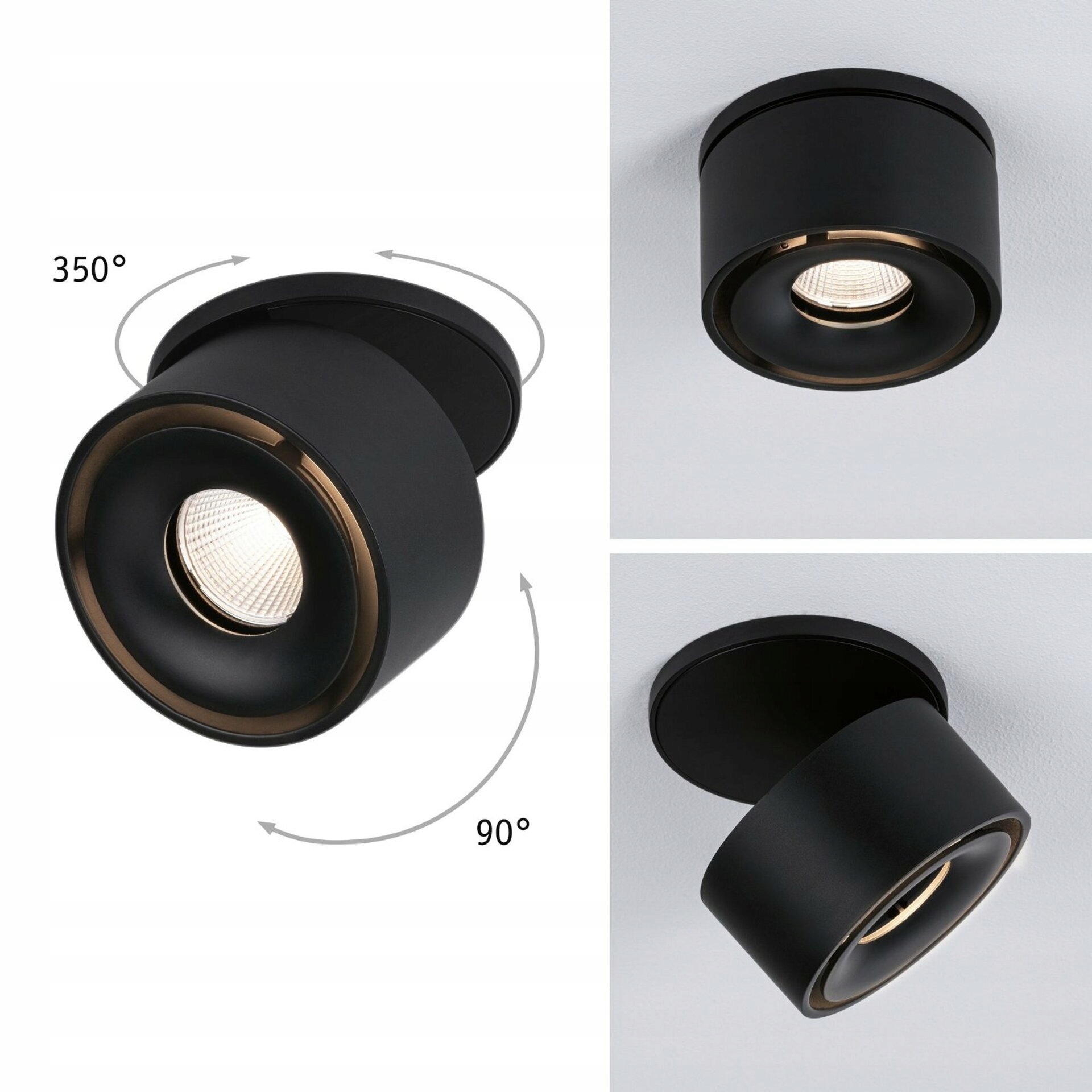 Paulmann Spircle vstavané Led svietidlo čierna matná 8W 3000K 36° otočné