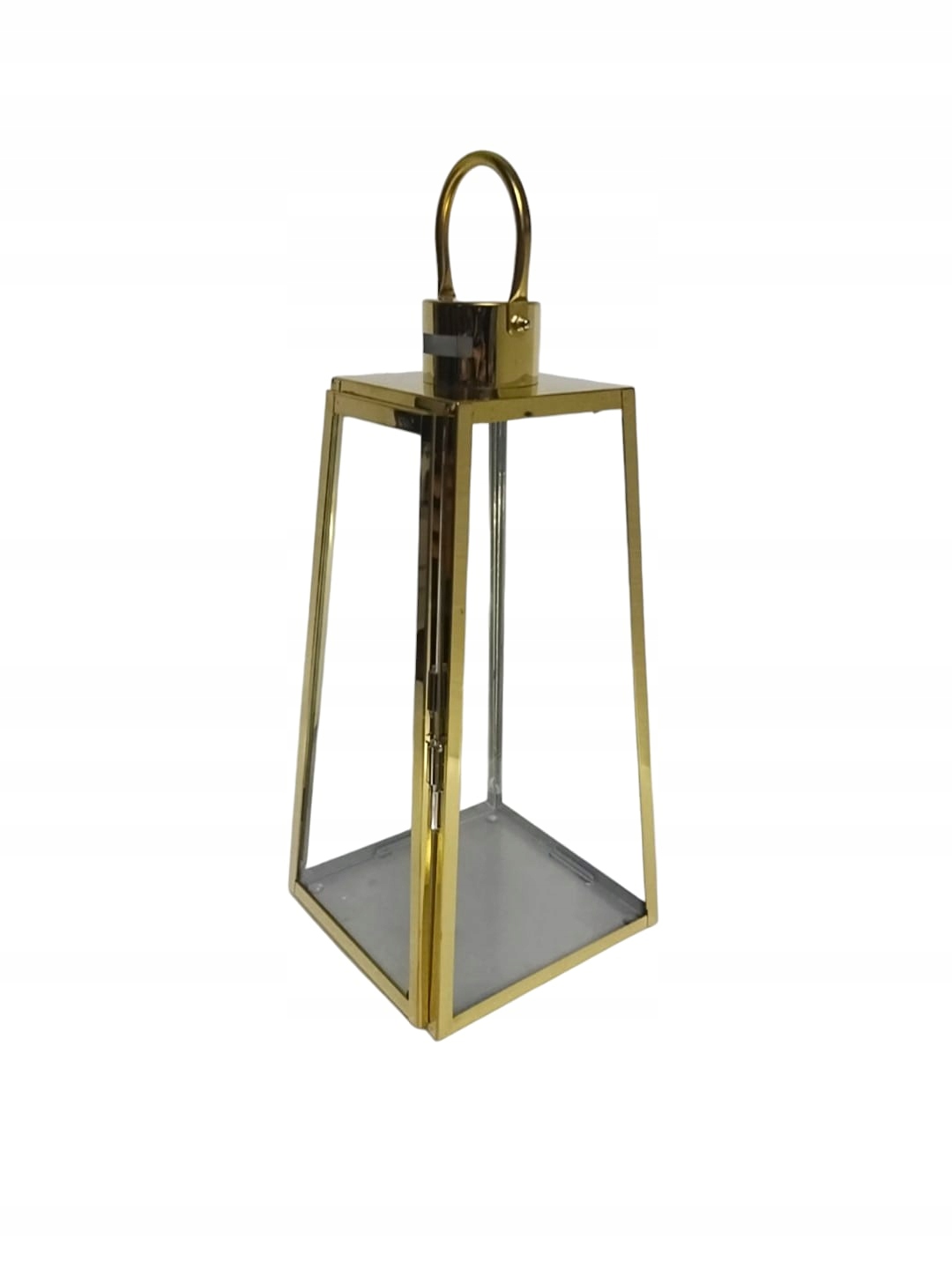 LATARNIA LAMPION METAL SZKŁO TRAPEZ ZŁOTY 46cm