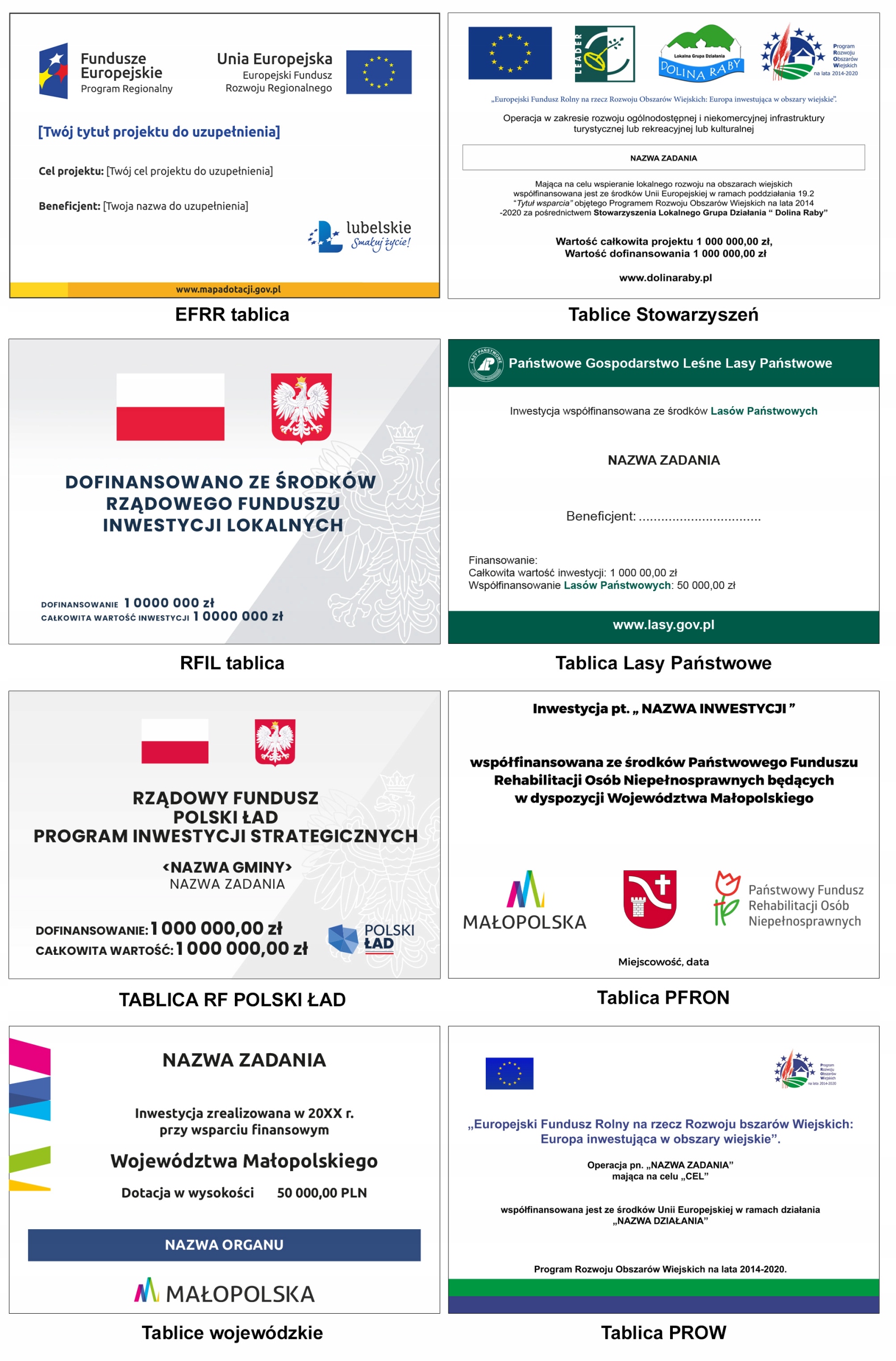 Tablica Unijna FE dla Rybactwa 120x60 cm + Zestaw montażowy Rodzaj tablicy naklejane