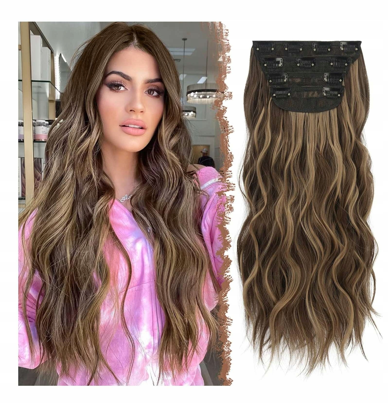 Prodlužky na vlasy Dlouhé vlasy 4ks 50cm Příčesek Medový blond smíšené