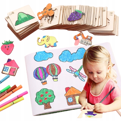 Dřevěné Šablony Pro Výuku Kreslení Fixy , dárek Na Dětský Den