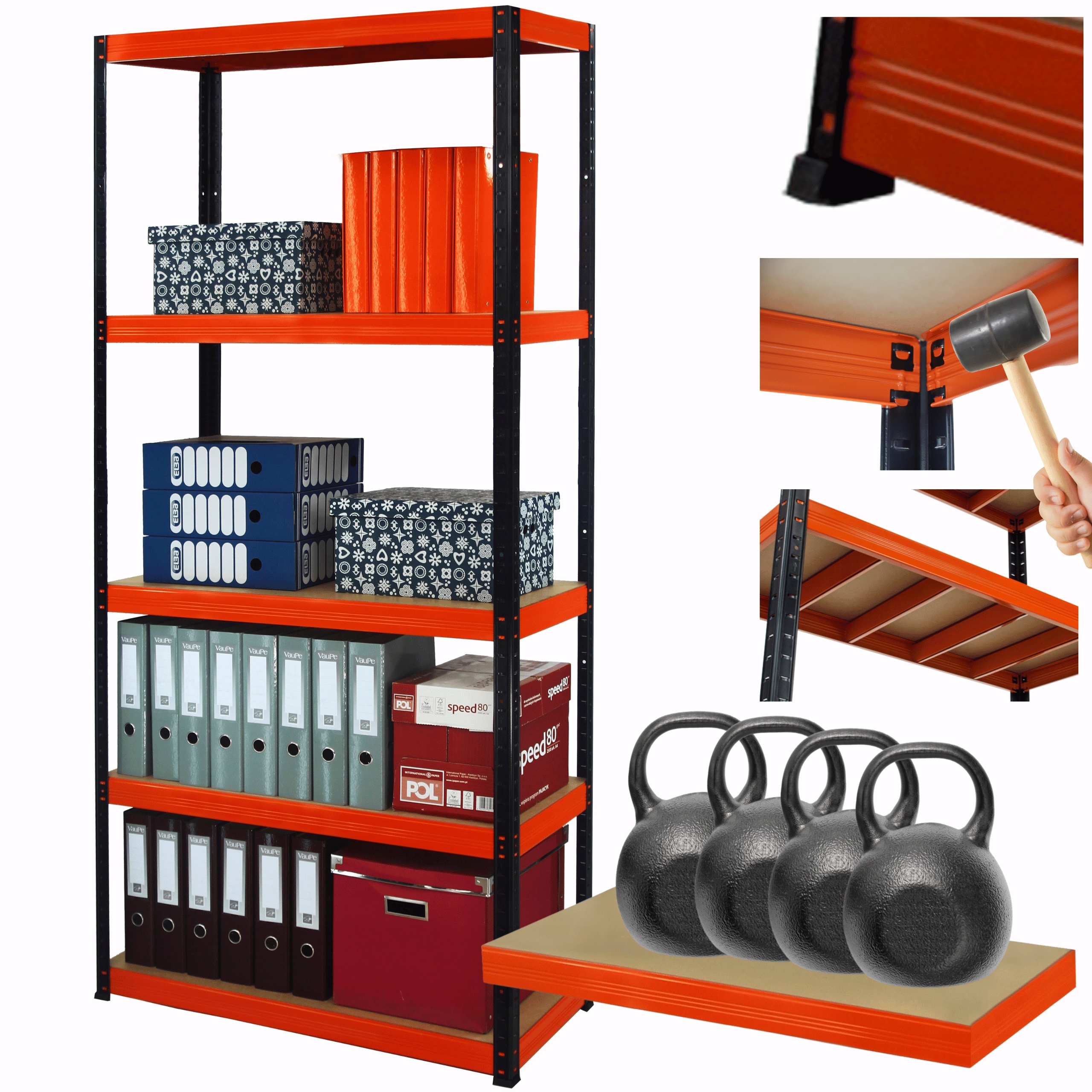 Dielenský regál, kovový stojan Helios 196x120x40 cm 5Px400 kg, Výrobca