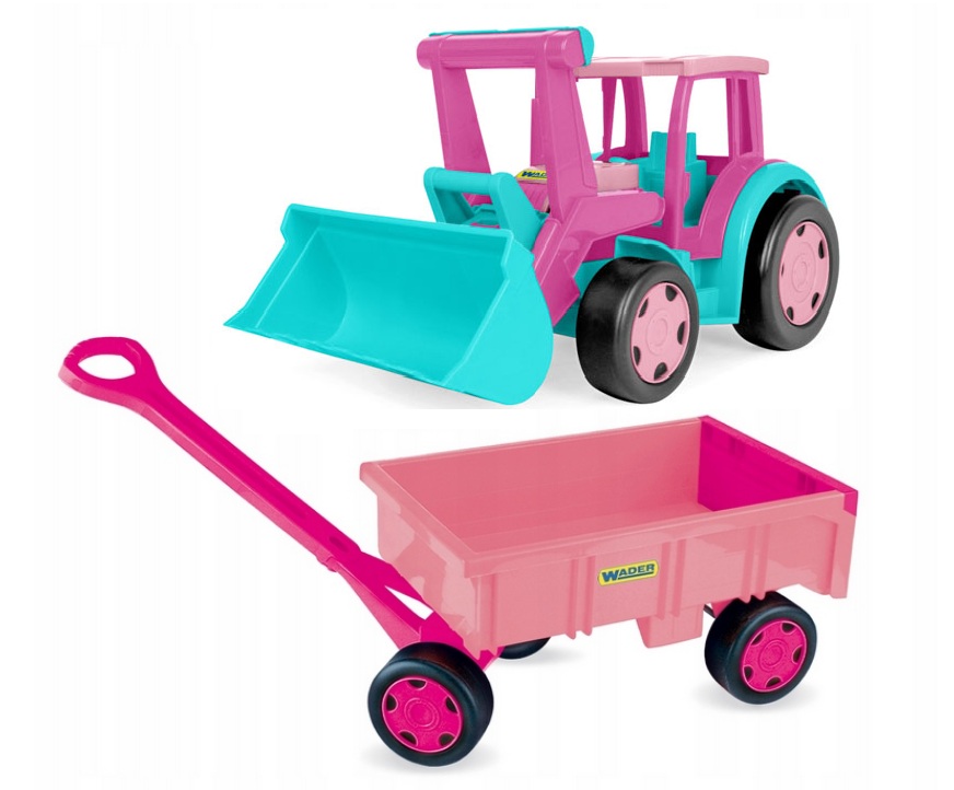 Gigant traktor ładowarka różowy z przyczepą pink Wader (66006,10958)
