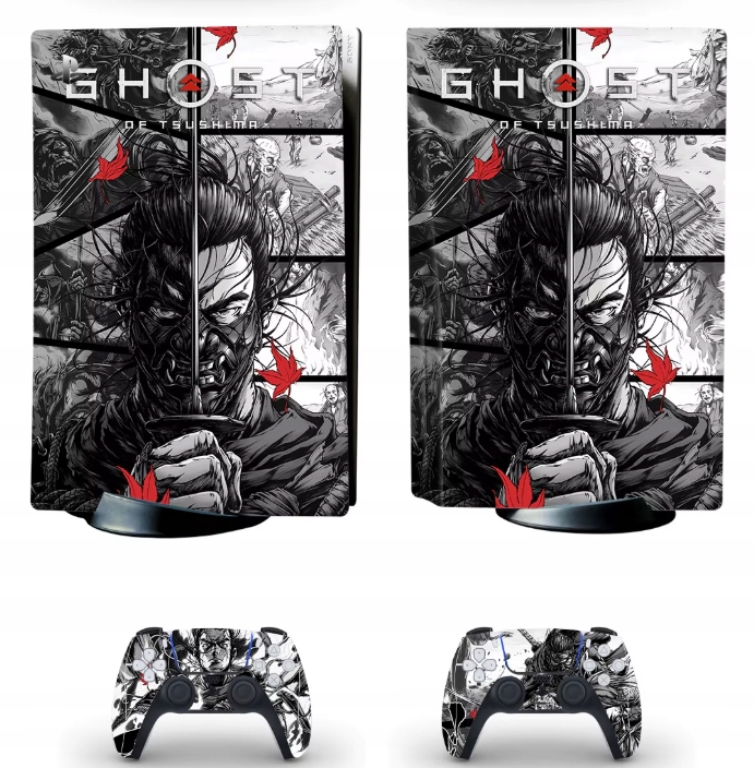 Naklejki Skórki na PlayStation 5 oraz Pady – Motyw Ghost of Tsushima