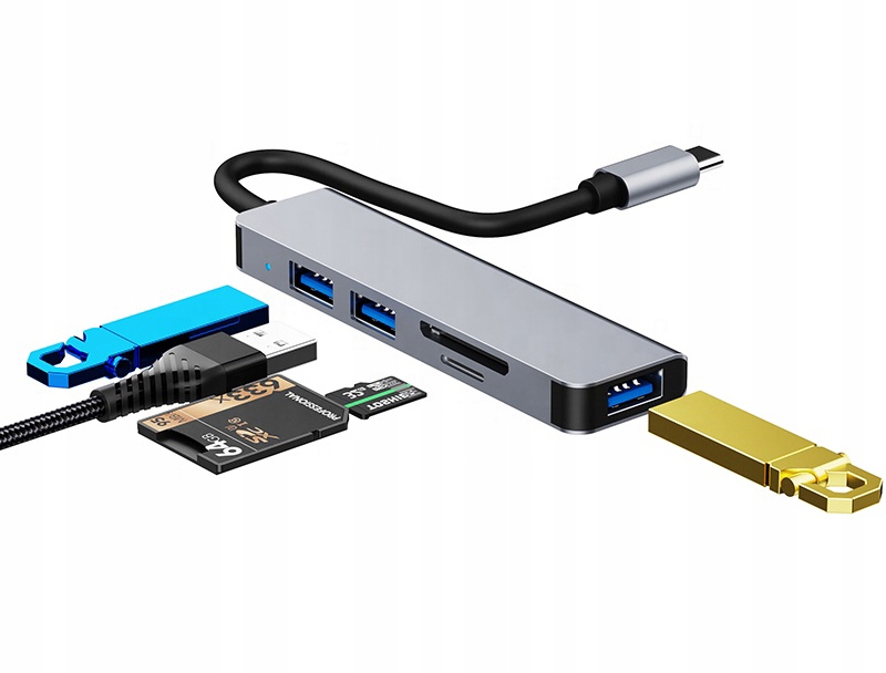 HUB ADAPTER 5W1 USB-C TYP USB 3.0 CZYTNIK SD / TF Producent Inna