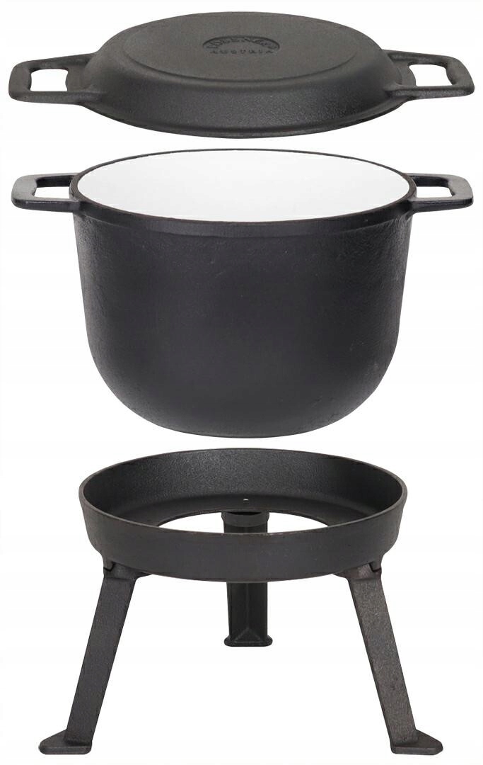 Smaltovaný litinový kotlík 3W1 8 L Stojan Pánev